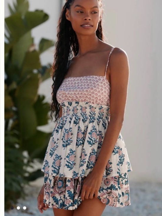 Celandine Dresses & Skirts - Anthropologie Celandine Straight Neck Tiered Block Print Mini Dress Size S Dres